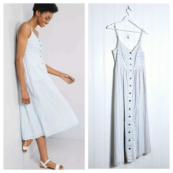 Modcloth Midi Dress Womens Size S Pastel Stripes Quite Clearly Charismatic - Picture 1 of 16